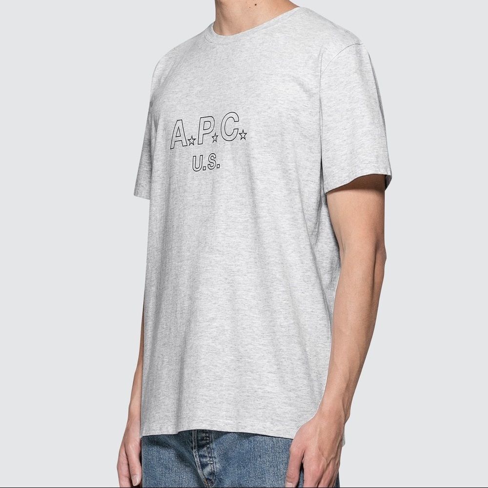 A.P.C. U.S. STAR LOGO TEE IN GREY MELANGE 2017 U.S. CAPSULE COLLECTION - Picture 3 of 15